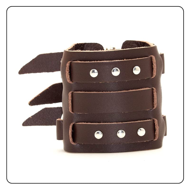 Punk Belt Buckle Bracelet Wide Leather Wristband Adjustable Arm Cuff Bracelet2