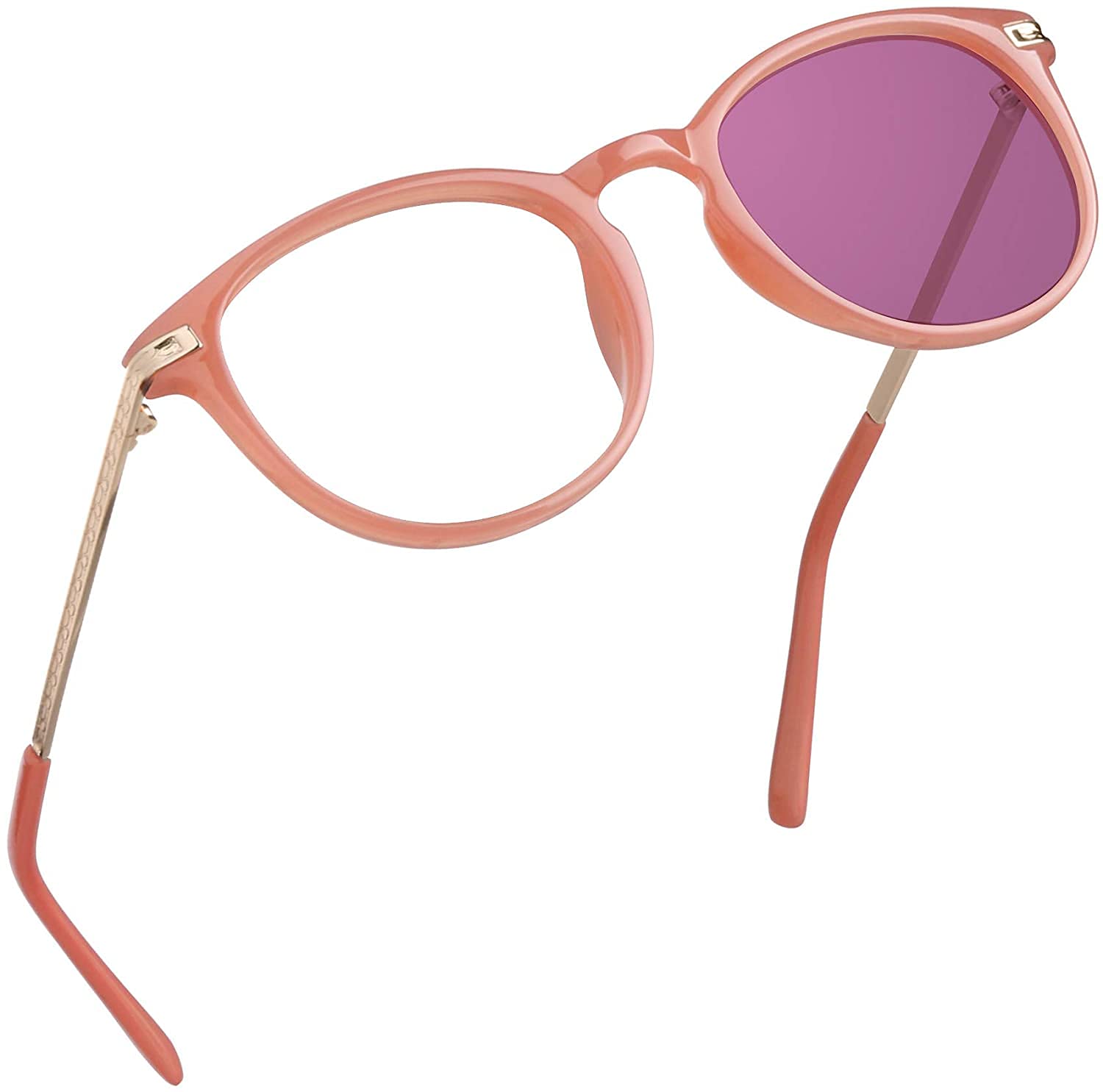 YEIN Blue Light Blocking Glasses, Photochromic Pink Sunglasses, Computer Reading Glasses, Gaming Glasses, TV Glasses for Women(Pink,+0.25 Magnification)