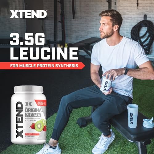 Image of Xtend Original BCAA Powder, 7g BCAAs and 2.5g L-Glutamine for Muscle Recovery Hydration and Lean Muscle, Sugar Free Intra and Post Workout Drink with Electrolytes, Strawberry Kiwi Splash, 90 Servings