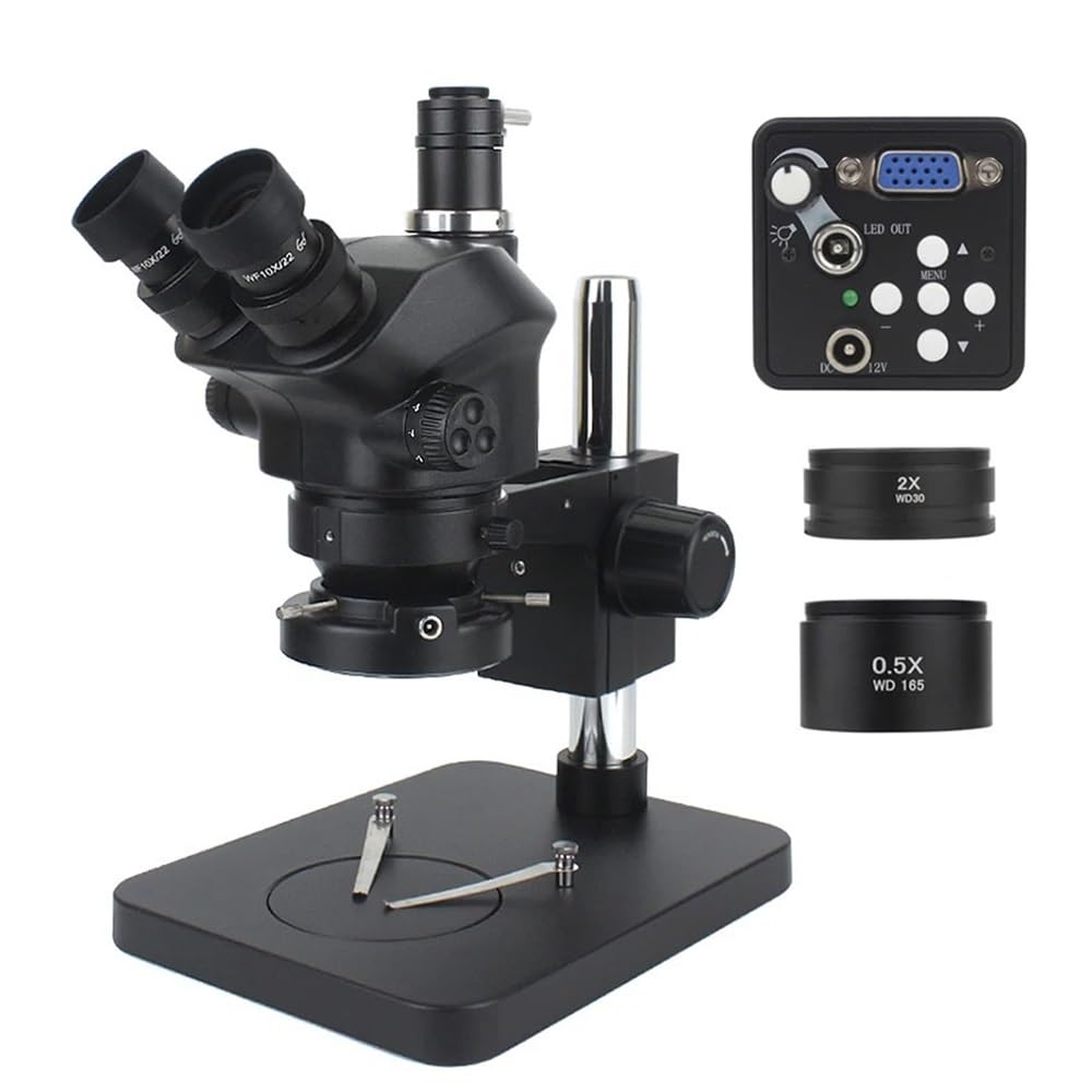 Lab Microscope Slides 1080P 48MP 2K 4K HDMI USB VGA C Mount Video Camera 50X 100X Simul-Focal Stereo Trinocular Microscope Suitable for Phone Soldering PCB Repair Microscope Parts(13MP HDMI VGA-01)