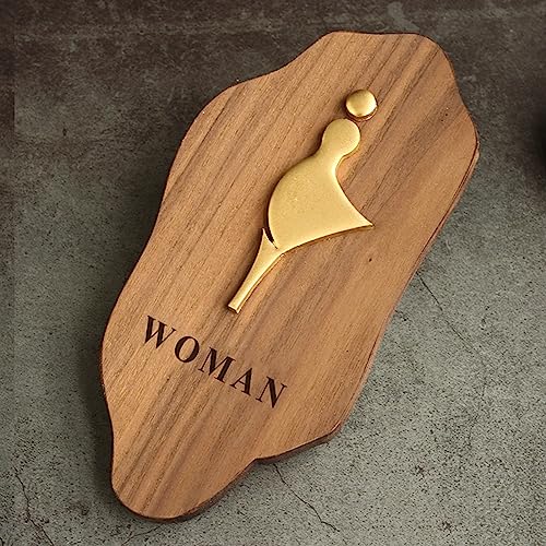 Tabliczka toaletowa – drewniana podstawa z akrylowymi symbolami 3D do dekoracji łazienki – idealna do biur i firm