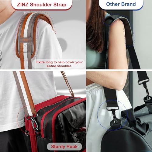 ZINZ 60" Universal Bag Strap with Ultra-Thick Fixed Breathable Pad Adjustable Heavy-Duty Shoulder Strap for Laptop Bag Crossbody Luggage Gym Bag Camera Bag and More -TW01B07 5