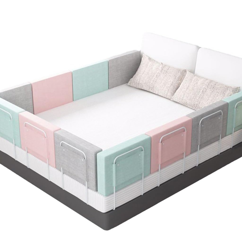 Kinderbettgitter Bettschutzgitter für Kinder Rausfallschutz Bett Bettgitter 5-Loch Höhenverstellbar für Einzelbett, Doppelbett, Kinderbett, Elternbetten(Color:Green,Size:150cm(50cmx3))