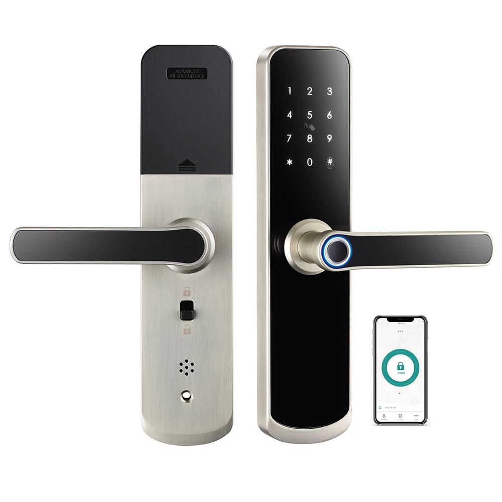 UanTii Tuya WIFI Smart Door Lock Biometric Electronic Digital Smart Lock Fingerprint Door Lock 4585 Mortise