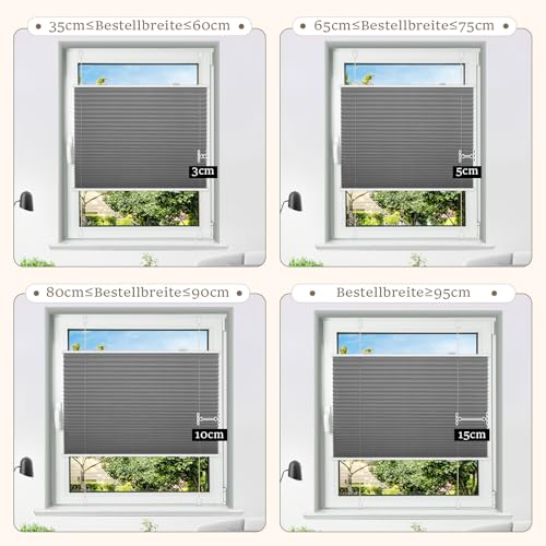 Plissee ohne Bohren Verdunkelung Klemmfix Grau 65x140cm Thermo Plissees 100% Verdunklung Rollos für Fenster & Tür Verdunklungsplissee ohne… – Ansicht 7