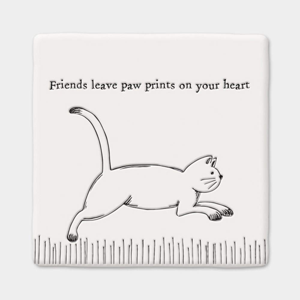 East of India: Porcelain Coaster - Friends Leave Paw Prints