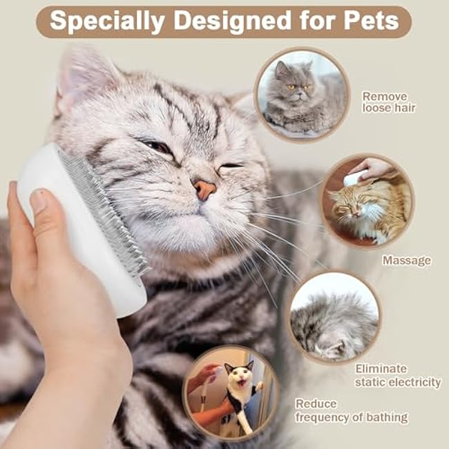 Nepfaivy Cat Steam Brush for Shedding - Steaming Cat Brushes for Indoor Cats with Release Button, Steam Slicker Brush for Dogs, Rechargeable Pet Spray Water Hair Removal Comb for Massage, Grooming-qzWecz3R