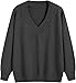 Long Sleeve Sweaters for Women V Neck Drop Shoulder Knitted Pullover Tops Fall Trendy Warm Sweater Solid Tunic (Dark Grey,X-Large)