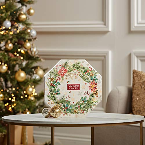 51R8uG7cnoL Yankee Candle Couronne calendrier de l'Avent | Coffret cadeau de bougies parfumées de Noël | 24 bougies chauffe-plat et 1 photophore | Collection Magical Christmas Morning