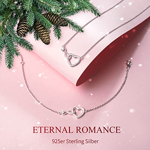 Fancime Infinity Love Heart Necklace Mothers Day Gift 925 Sterling Silver Cubic Zirconia Cz Simulated Diamond Infinity Pendant Necklaces Fine Jewelry Anniversary Birthday Gifts For Women Girls Mom Her #TOP1