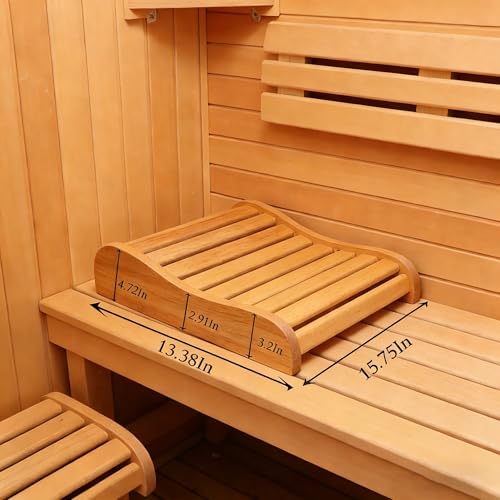 Image of Sauna Headrest Canadian Red Cedar,13.18*15.75*4.72 In, Wooden Neck Support Pillow, Heat-Resistant Moisture-Proof Sauna Accessory for Traditiona l& Infrared Barrel Sauna Rooms, Natural Wood Head Spa