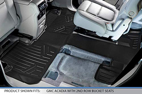 Smartliner Custom Fit Floor Mats 3 Row Liner Set Black Compatible With 2017-2022 Gmc Acadia With 2Nd Row Bucket Seats #TOP3