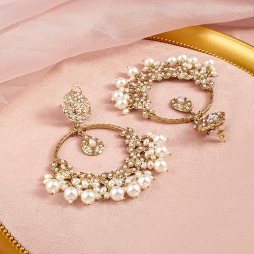 Image of Rubans Chandbali Earrings Gold Plated Kundan Jewellery Gift for Women & Girls