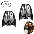 Orgrimmar 2 PCS Halloween Spider Web Lamp Shades Topper Lace Cobweb Window Door Fireplace Mantle Scarf Cover with 2 PCS Ribbon for Halloween Themed Party Decoration, 20" x 60"