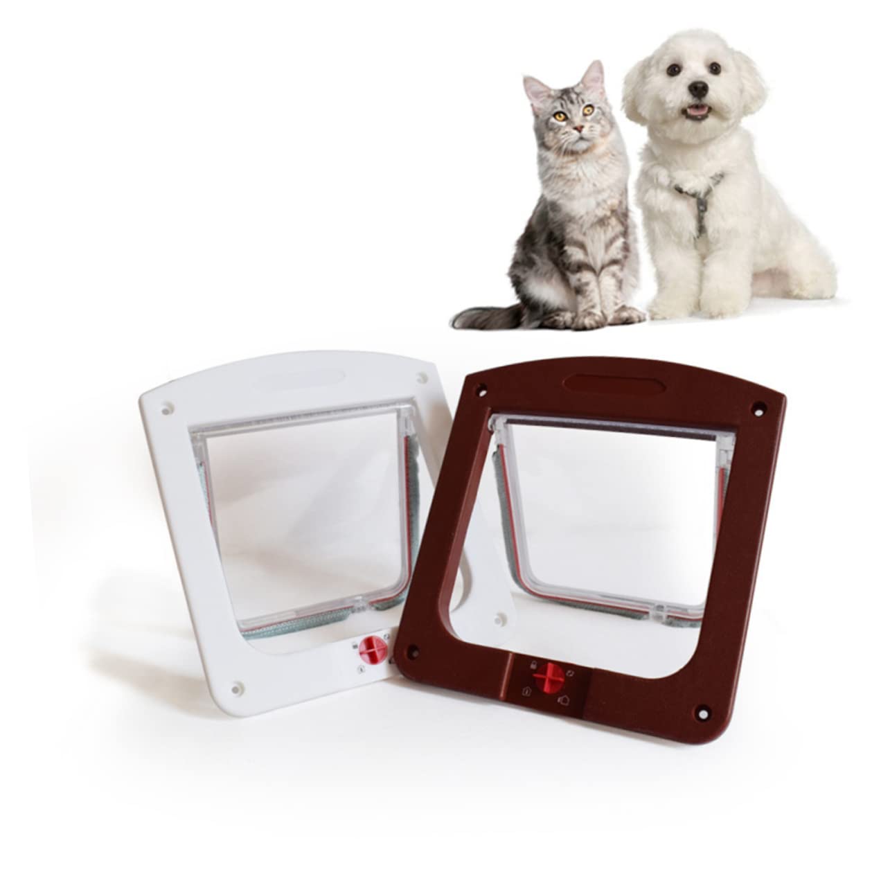 CIYODO Automated Pet Door Opening Cat Gate 2-Way Cat Door Accessory Pet Supplies Size s Brown Easy Install for Home