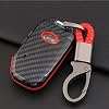 ontto Autosleutelhoes SleutelCover voor Kia Sportage R Stinger K900 Rio Ceed Optima Sorento Sleutelhoesje Plastic Beschermhoesje Autosleutel Case Sleutelhanger 4 Knop-Koolstof rood A