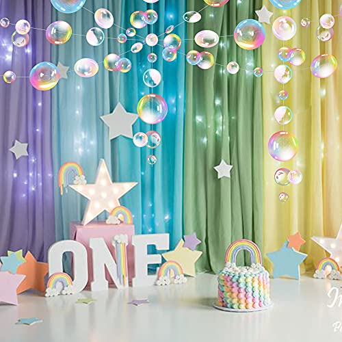 Transparent Bubble Garlands Mermaid Party Decoration Colored Blue Flat Cutouts Hanging Streamer For Birthday Baptism Wedding Ocean Wall Decal Baby Shower Under Sea Festal Kid Room Photo Props (Color) #TOP4