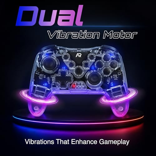 Image of ARcNet Spectra Wireless Controller Compatible for, PC iOS, Android, PS4, PS3 and Cloud Gaming , Tri-Mode | 2.4GHz + Bluetooth + Wired | with 1000Hz Polling Rate, RGB , Dual Vibration, and Turbo Function 6-Axis Gyro,Hall Effect Joysticks and Triggers