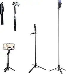 Tripé Bastão de Selfie 3 em 1 – Compacto e Extensível até 1,70 m de Altura, Controle Bluetooth, Rotação 360° – Para Gravações, Reels, TikTok, YouTube, iPhone e Android