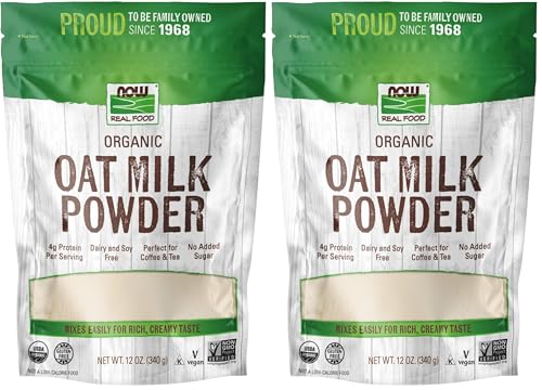 Image of NOW Foods, Organic Oat Milk Powder, Dairy and Soy Free, No Sugar Added, Vegan, NGMO, Gluten Free, 12 Ounce (Pack of 2)