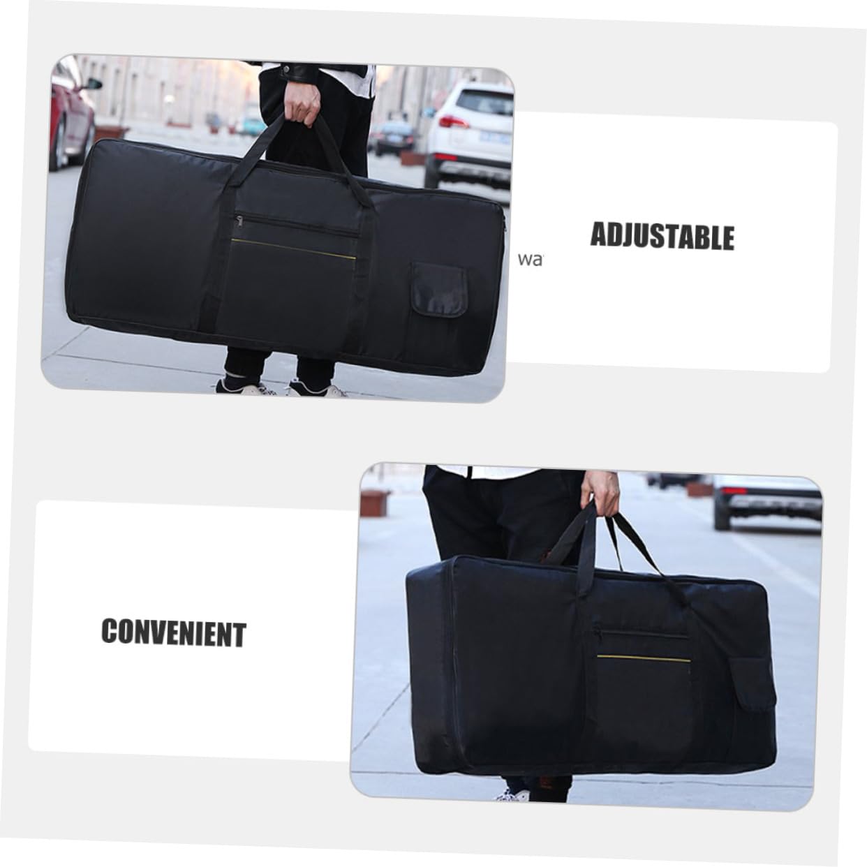 FRCOLOR Borsa per Tastiera Elettronica Tracolla Regolabile 61 Tasti Oxford e Doppio Utilizzo come Zaino o Borsa a Mano Nera