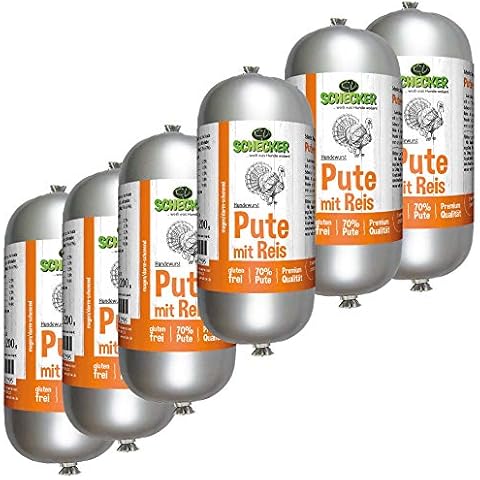 Schecker Hundewurst mit Pute 6 x 200g und Reis Cover
