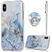 iPhone X Case, Marble Pattern Soft Slim Shockproof Flexible TPU, Rubber Silicone Colorful Skin Cover for Apple iPhone X, Blue Marble