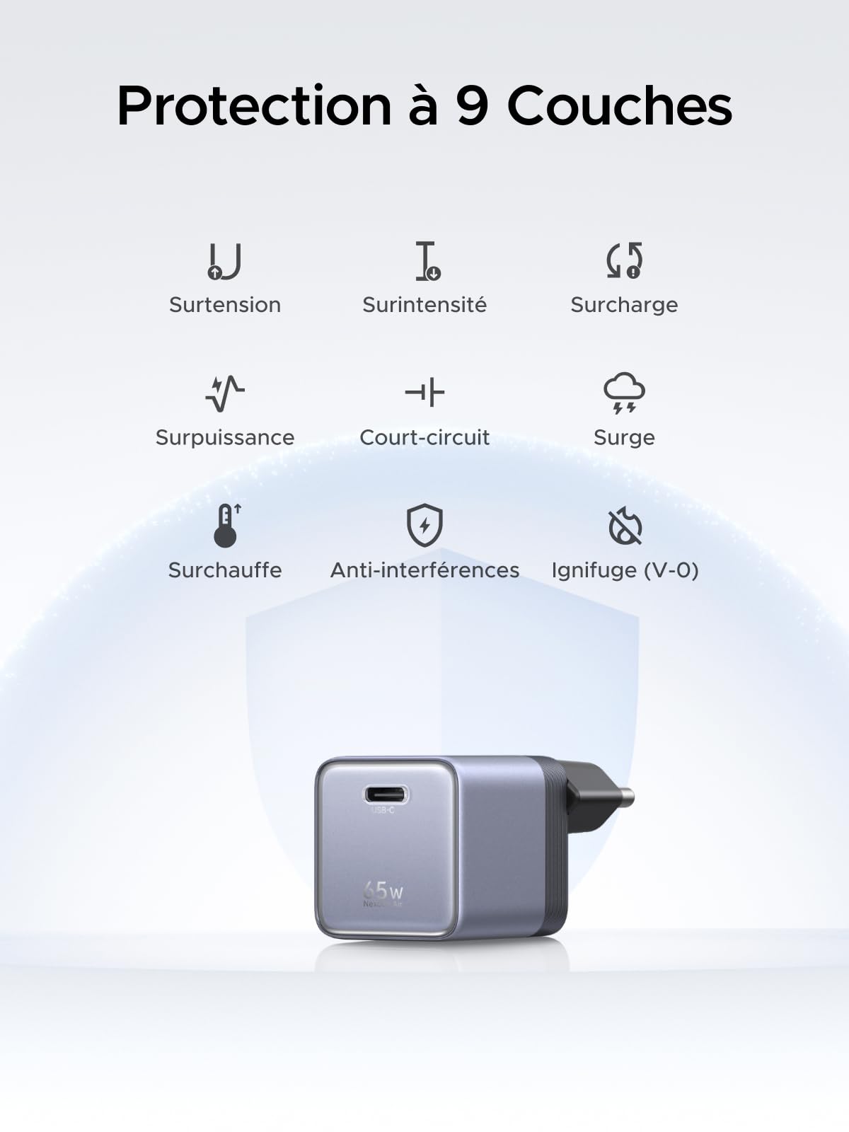 UGREEN Nexode Air 65W Chargeur USB C Rapide GaNInfinity avec Câble Compatible avec iPhone 17 Pro Max 16 Plus 15 14 13 12 Galaxy S26 S25 S24 Pixel 10 9 iPad MacBook Neo Air Pro M5 M4 M3 M2 M1 (Gris) | GaNInfinity Chargeur rapide certifié TÜV pour MacBook A