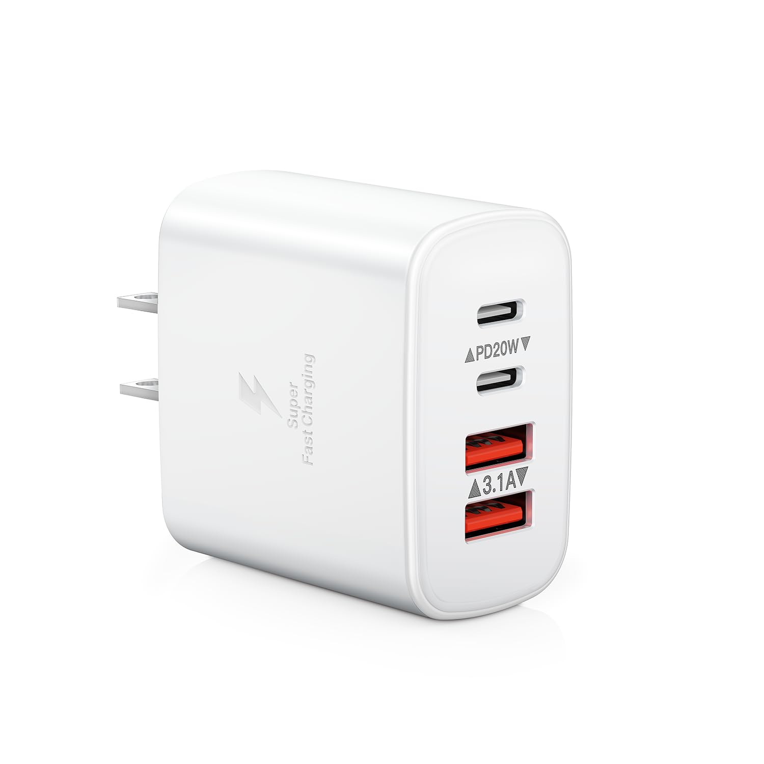 USB C Charger Block, 40W 4-Port Type C Fast Charging Block Dual Port USBC Power Adapter Multiport Wall Plug USB C Cube Brick Charger for iPhone 15 14 13 12 11 Pro Max XS XR X SE 8 Plus,iPad,Samsung