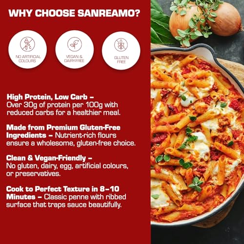 Image of San Remo Penne Pasta, 500g | Italian‑Style Tube Pasta | Source of Protein & Fibre | 100% Vegetarian (Pack of 3)