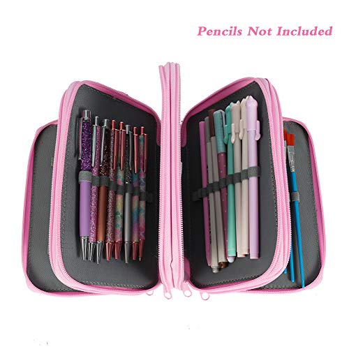 FANCYLEO EU - Estuche organizador de lápices con 72 compartimentos, 4 capas, gran capacidad, para niños, niñas, estudiantes, escuelas, oficinas, manualidades, color rosa