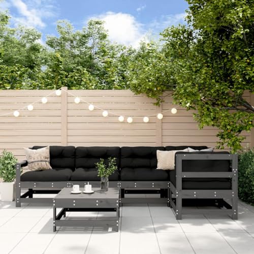 Xichuzi 6-TLG. Garten-Lounge-Set Grau Massivholz Kiefer, Lounge Gartenmöbel Set, Terassenmöbel Wetterfest, Loungemöbel Terrasse, Gartenlounge, Garten Loungemöbel Set - 3186468 Xichuzi 6-TLG. Garten-Lounge-Set Grau Massivholz Kiefer, Lounge Gartenmöbel Set, Terassenmöbel Wetterfest, Loungemöbel Terrasse, Gartenlounge, Garten Loungemöbel Set - 3186468
