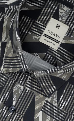 Image of 7-DAYS Men's Premium Formal Printed Shirt - 100% Cotton, Regular Fit, Full Sleeves, with Pocket - Stylish for Special Occasions.