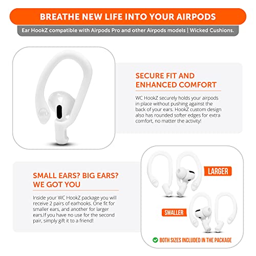 WC HookZ, Patented Upgraded Over Ear Hooks for AirPods Pro 1, 2 & AirPods 1, 2 & 3- Two Size works Included in Package - Image 4