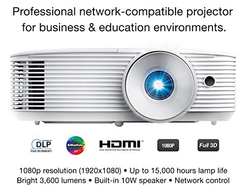 Image of Optoma EH335 1080p DLP Professional Projector | Bright 3,600 Lumens | Business Presentations & Classrooms | Network Control | Up to 15,000-Hr Lamp Life | Speaker Built in | Portable Size