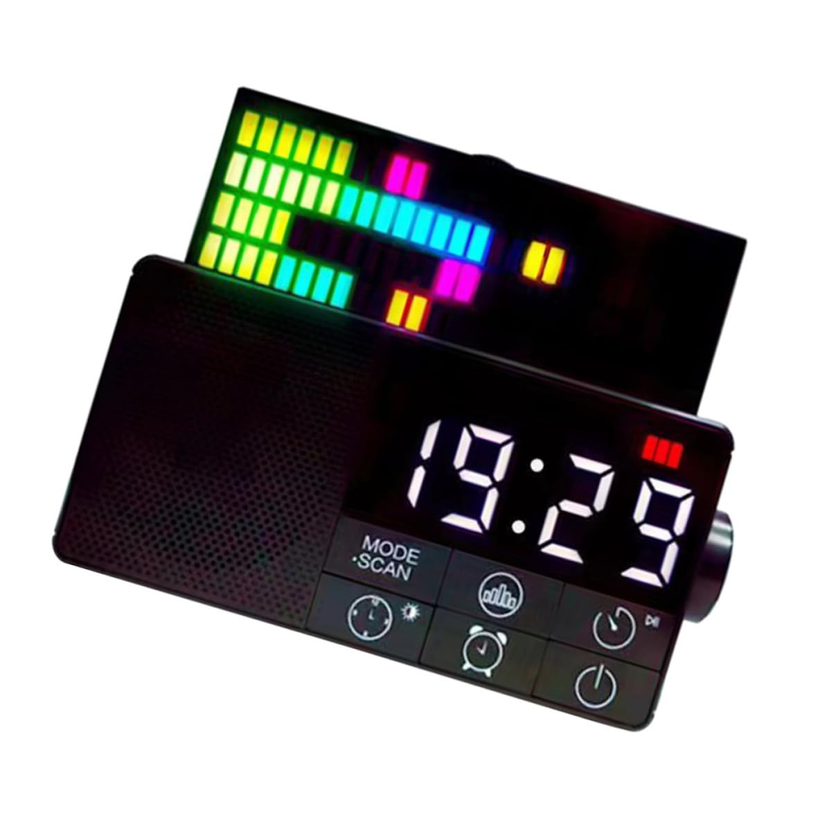 Beavorty Digitaler Radiowecker Schwarz mit 1800mah Akku, Kunststoff, 5w | Fm 76-108mhz, Usb-c Dc 5v1a Eingang, Quadratische Form, Modernes Retro Design, Modell 4