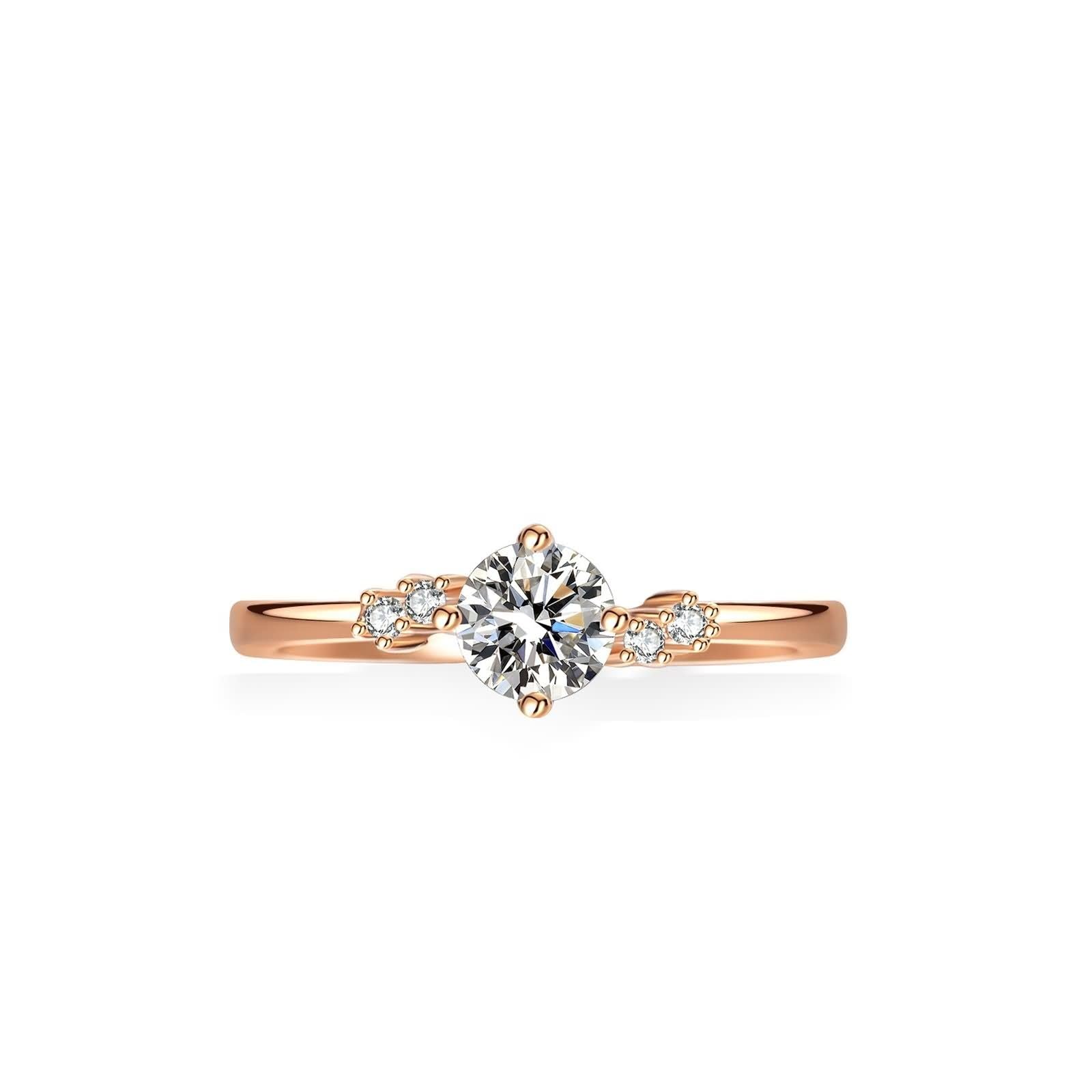 Fedi nuziali vintage proposta di matrimonio anello con 4 artigli e 0,5 ct moissanite 14 carati oro rosa misura 49 (15,6)