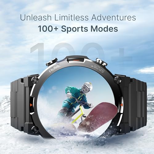Image of CrossBeats Everest Smart Watch for Men 1.43 inch True AMOLED, Always ON Display Bluetooth Calling Rugged Outdoor Military Standard Certified Upto 15 Days Battery Life Smartwatch 100+ Sports Mode (Black)