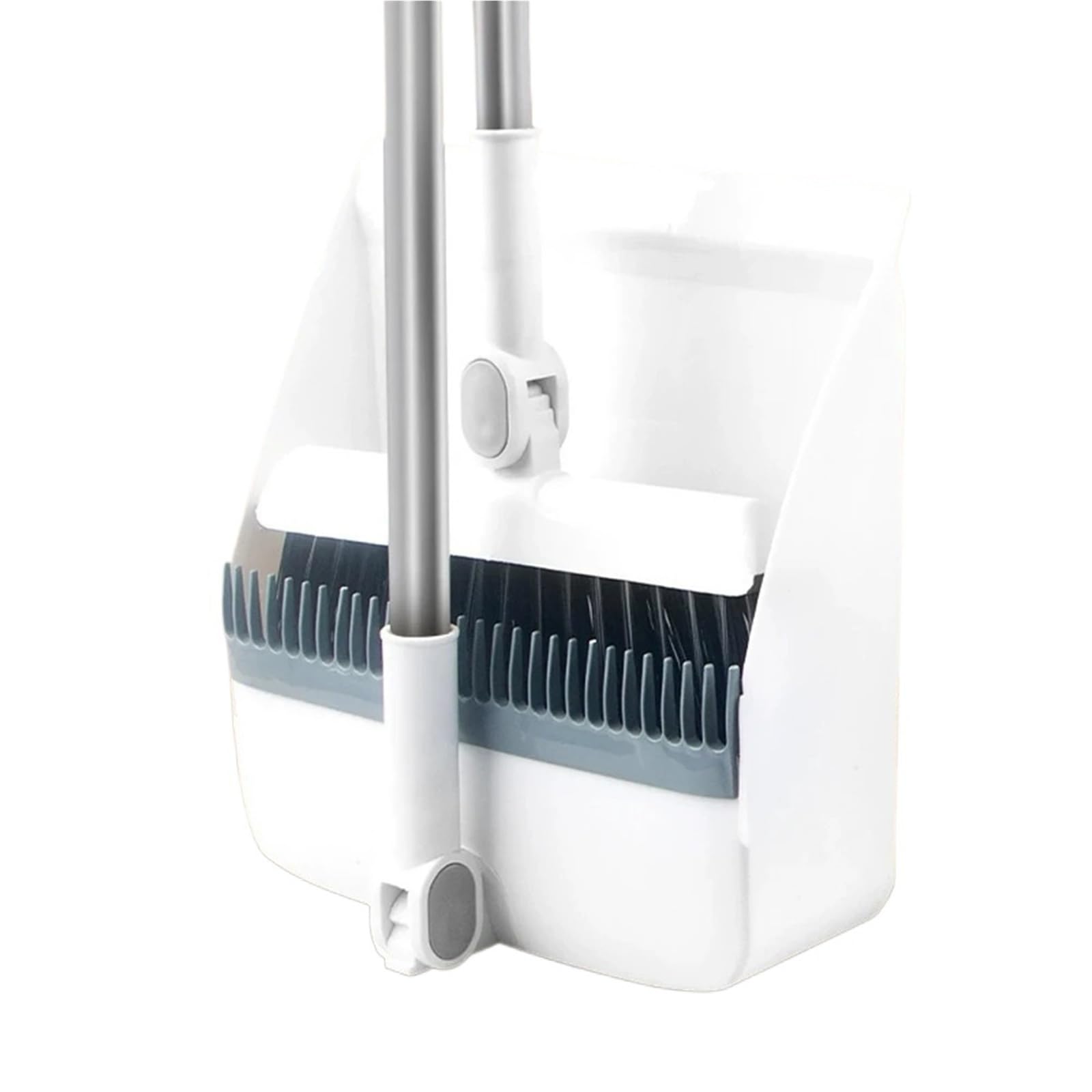 Broom and Dustpan Set Broom and Dustpan Set Adjustable Handle Upright Standing Long Handled with Combo Cleaning for Home and Office(White)