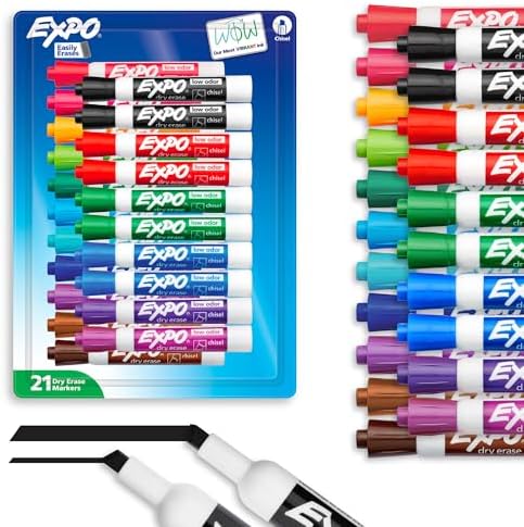 EXPO Dry Erase Markers, Low Odor Ink, Assorted Colors, Chisel Tip...
