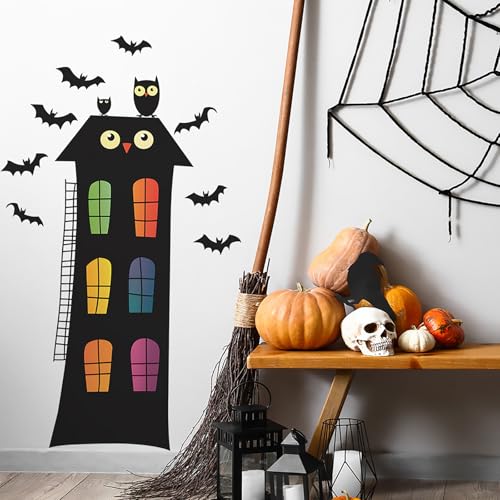Vinilo Decorativo Halloween Búho y Murciélagos 24x35.4 in miniatura 2