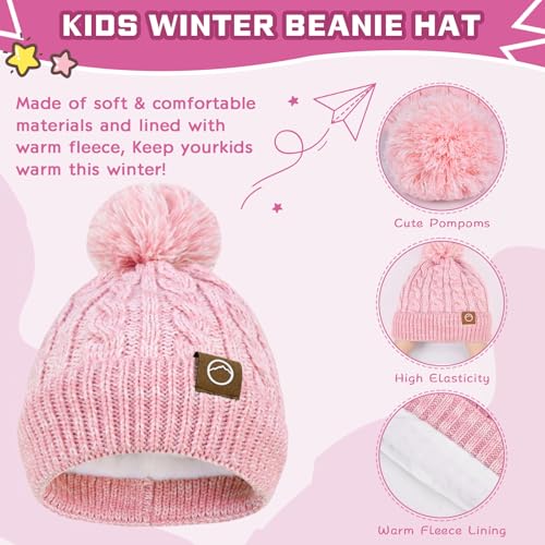 Image of ZOORON Kids Winter Hat Gloves Scarf Set, Girls Boys Hats Beanie with Pom