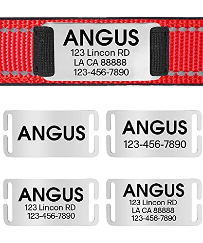Joytale Personalized Dog Collars, Reflective Nylon Dog Collar With Engraved Name Plate, Customized For Large Dogs, Red, L #TOP4