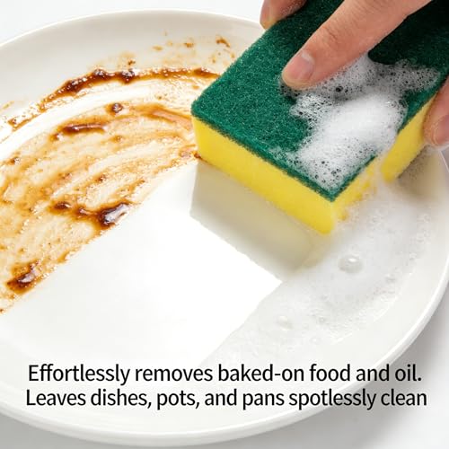 Image of 12Pcs Dish Sponge Scrubber, Kitchen Sponges for Cleaning, Sponge Scrub Cloth, Multi-Surface Safe Non-Scratch Dishwashing Sponge, Suitable for Dishes, Pots, Pans, Countertops and Bathroom Cleaning