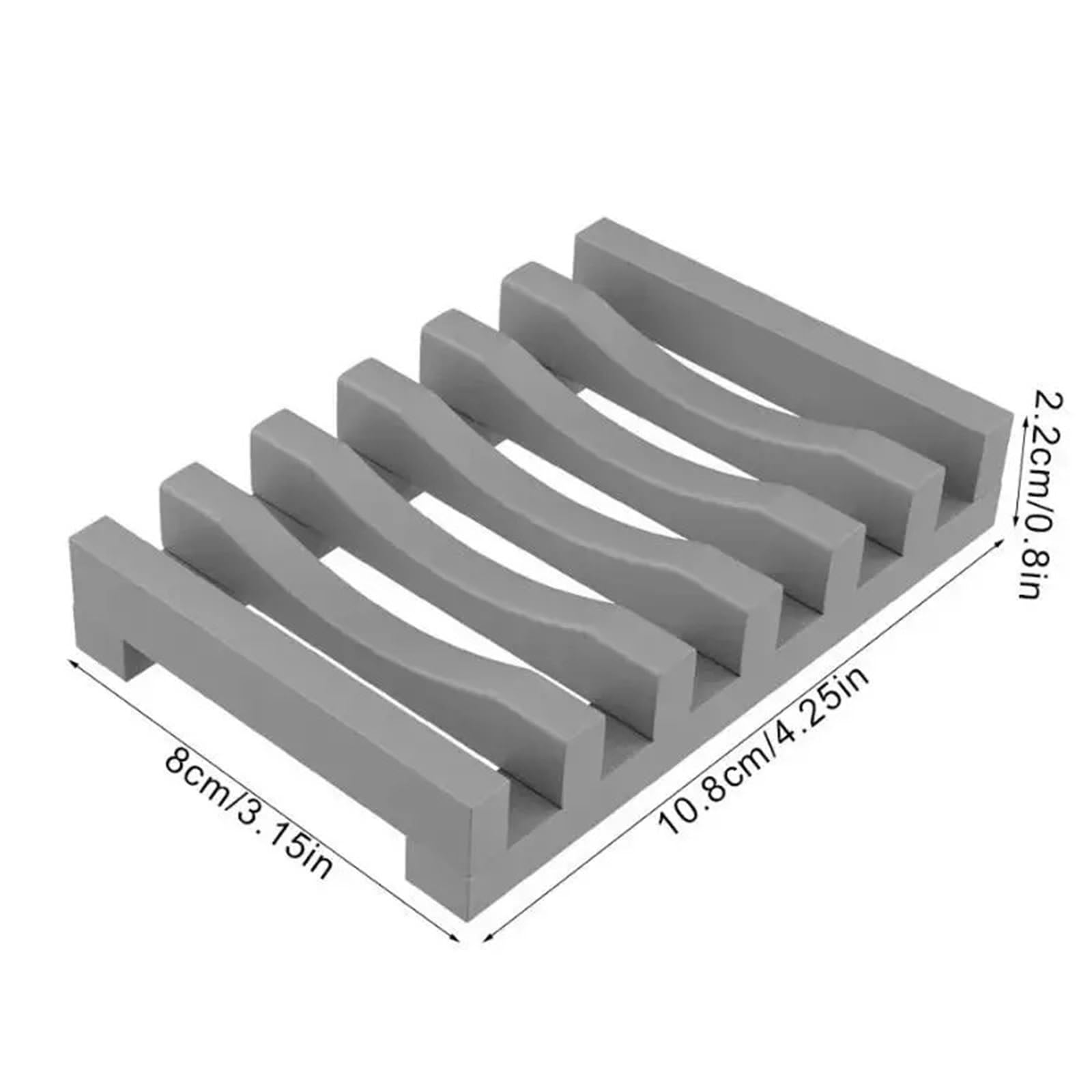 Jabonera Antideslizante, 3 Piezas Multicolores. Soporte de jabón Silicona Diseño Hueco Drenaje Antideslizante(Grey)