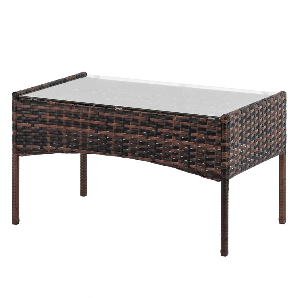 Alightup Ensemble Salon de Jardin Exterieur en Resine 4 Meubles Résine Tressée Ensemble Table et Chaises Coussins d´Assise Amovibles Canapé 1 Table en Verre Trempé Gain de Place