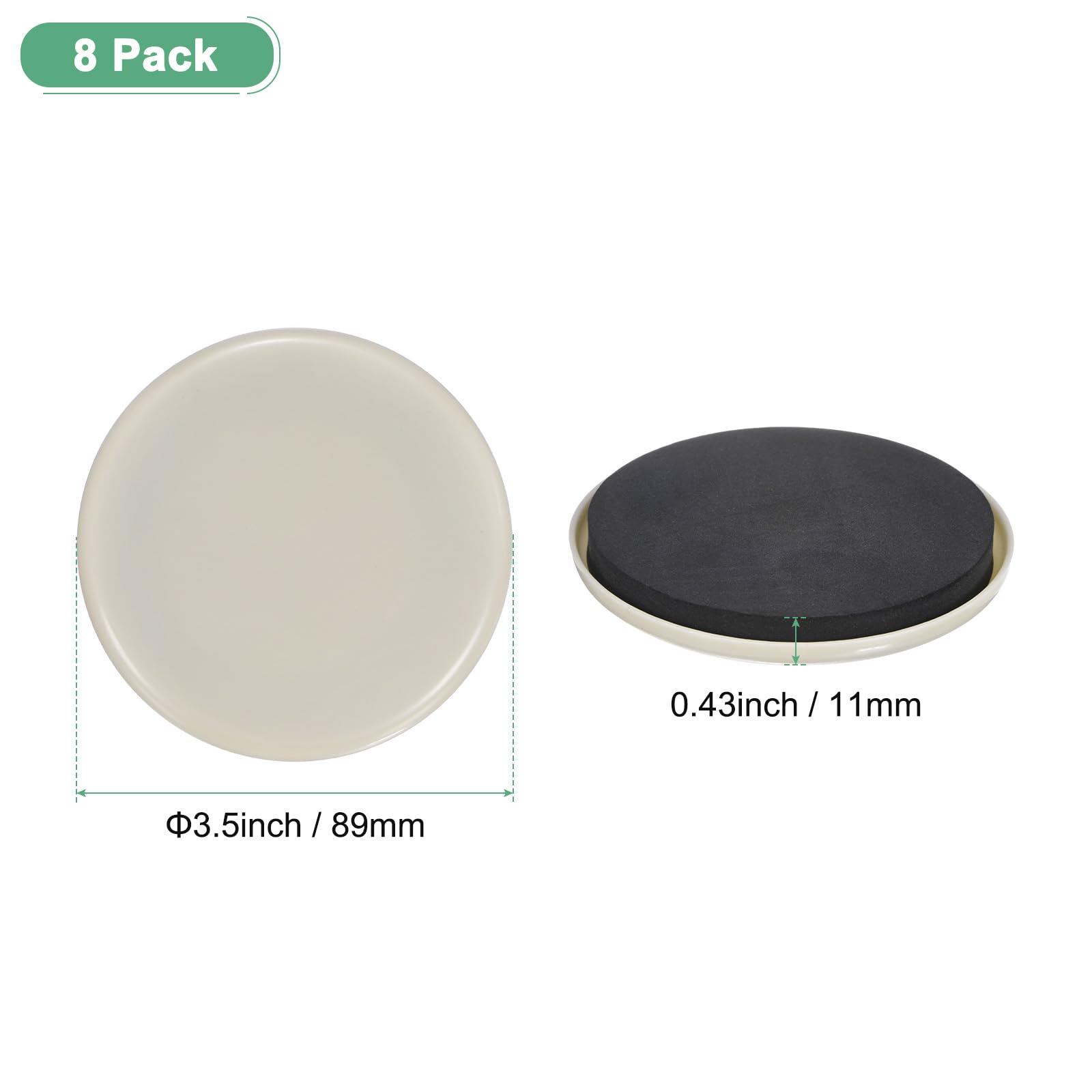 M METERXITY 8-Pack Furniture Sliders, 3.5"/89mm Diameter EVA Foam Pad Reusable Furniture Sliders for Carpet/Chair/Tables - Image 2