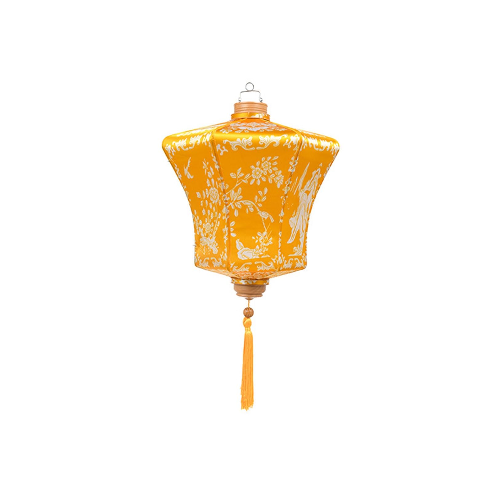 Asian Lantern, 10-inch Chinese Style Hanging Lantern Outdoor Traditional Silk Decorative Lampshade for Festival Mall Garden Decor(Yellow)