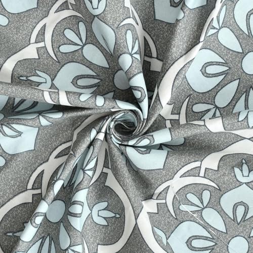 Image of Jashan Super Soft Glace Cotton Fabric 300 TC All Around Elastic Fitted Elegent Design King Size Double Bed Bedsheet with 2 Pillow Covers Fits Upto Mattress of 10 Inche,Size-72 x 78 x 10 Inche-Grey