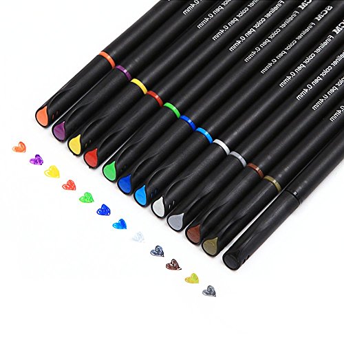 fineliner colorati pen set 0.4 mm Colored fineLine Punto, pittura, schizzi, pennarello, manga, Graphic Design, illustrazione, incluso artisti fine-ink disegni e piccoli intricati motivi des